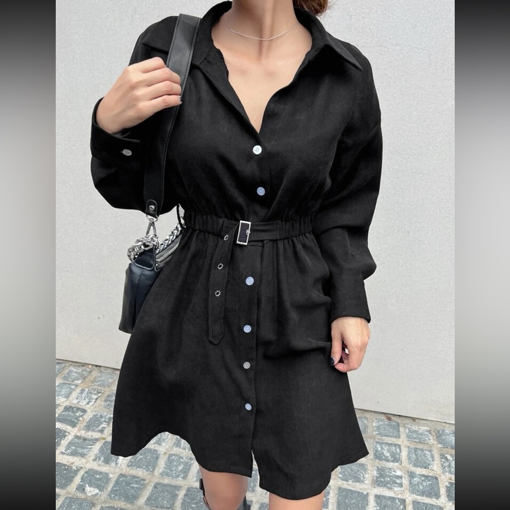 Black shirt dress